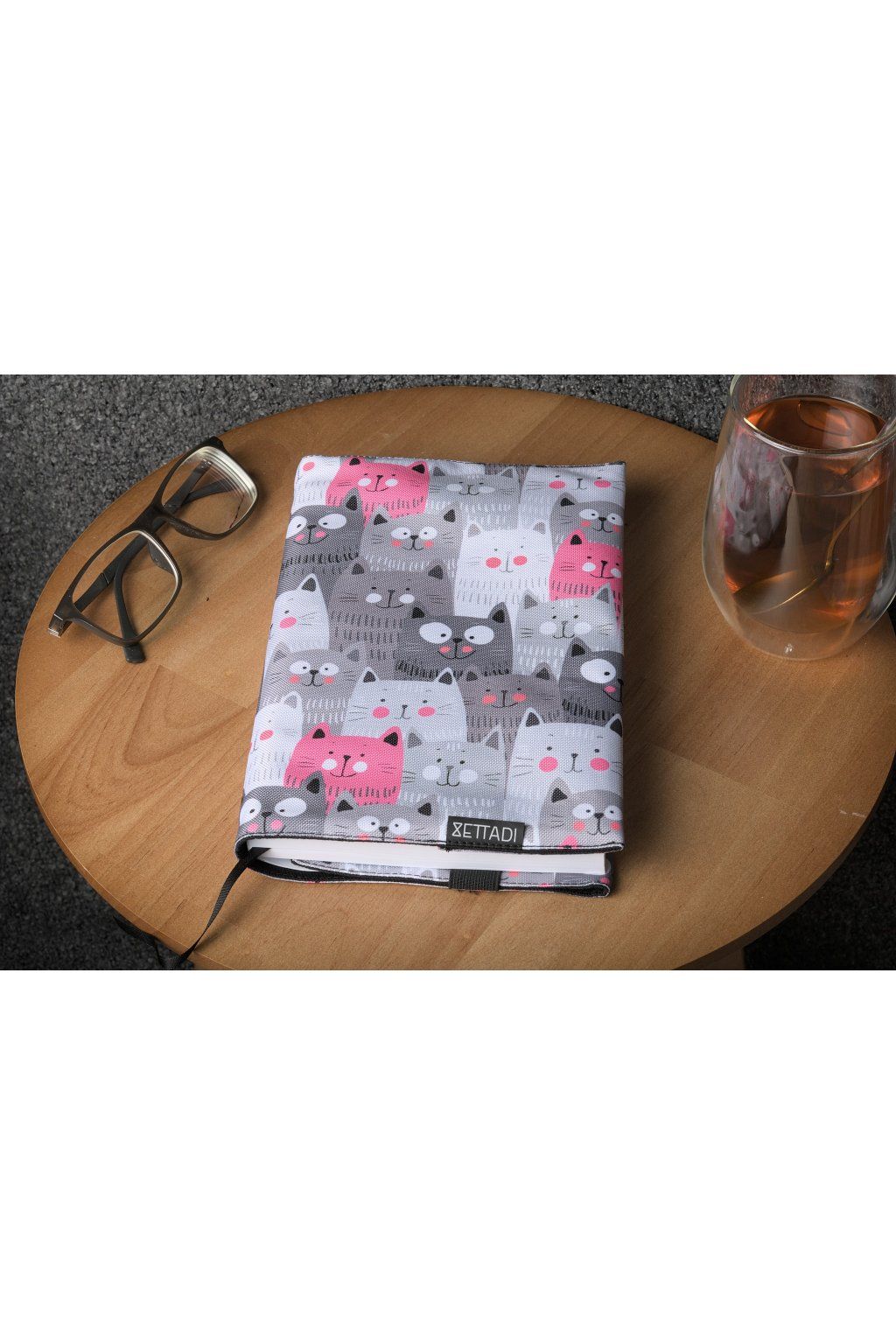 Obal na knihy BOOKISH šedé a růžové kočky