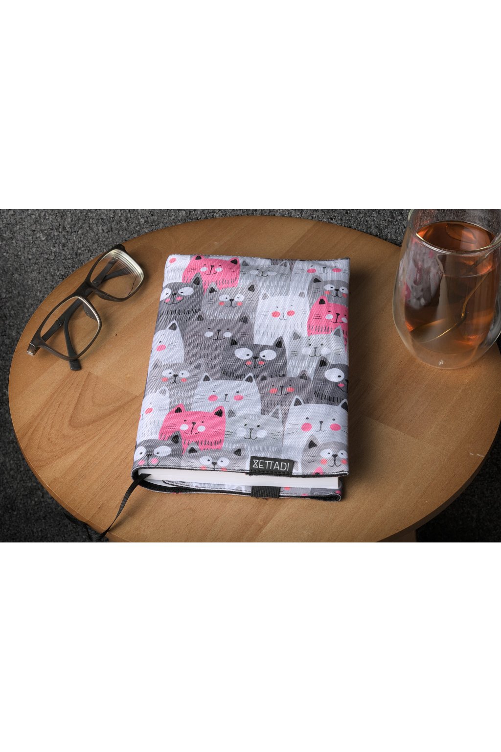Obal na knihy BOOKISH šedé a růžové kočky