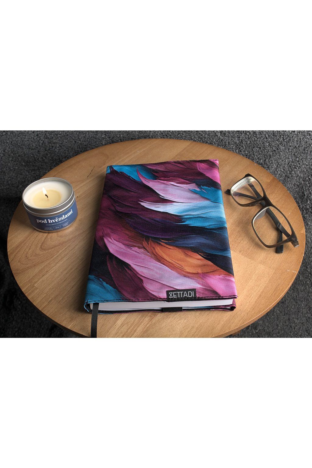 Obal na knihy BOOKISH barevné peří 3D